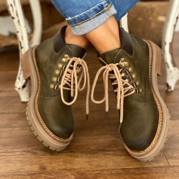 Women Vintage Lace-Up Martin Boots