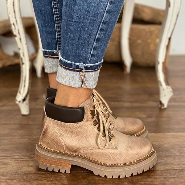 Women Vintage Lace-Up Martin Boots