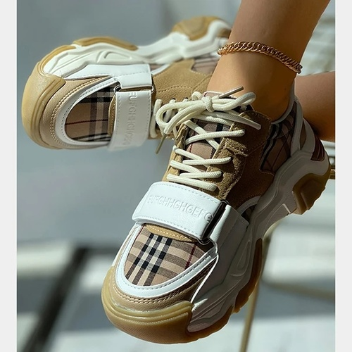 Plaid Platform All-Match Sneakers