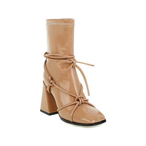 Square Toe Lace-Up Women's Boots