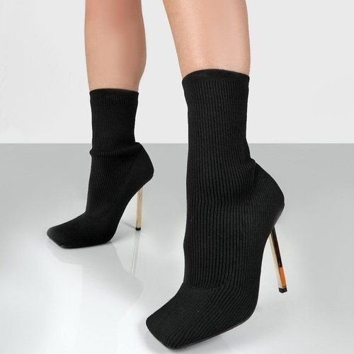 Square Toe Sexy Stiletto Knit Socks Boots