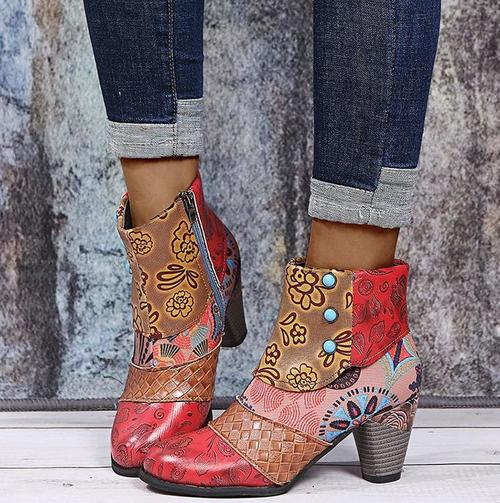 Personality Ethnic Stitching Booties