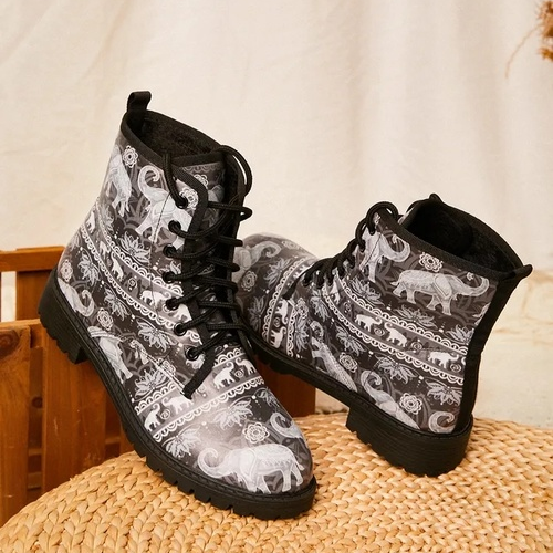 Elephant Print Martin Ankle Booties