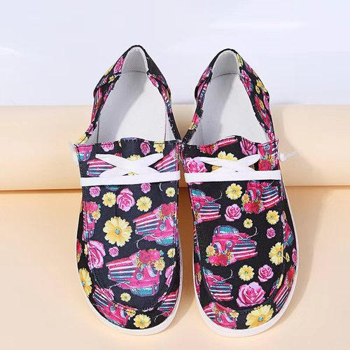 Multicolor Floral Canvas Casual Shoes