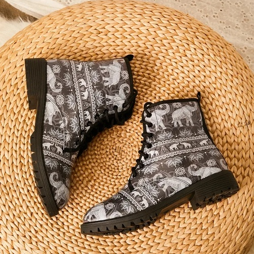 Elephant Print Martin Ankle Booties