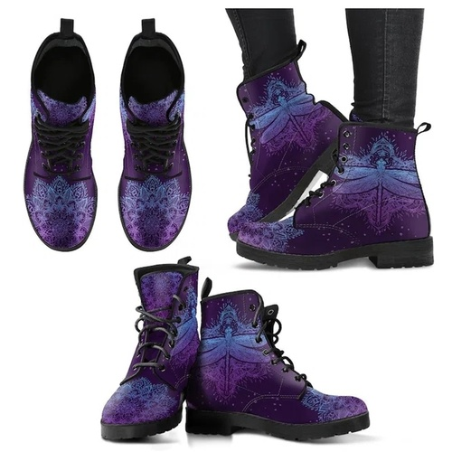 Simple Dragonfly Print Martin Boots