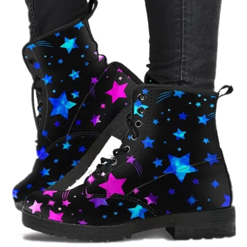 Star Print Martin Ankle Boots