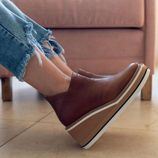 Copy Women Solid Color Wedge Ankle Boots