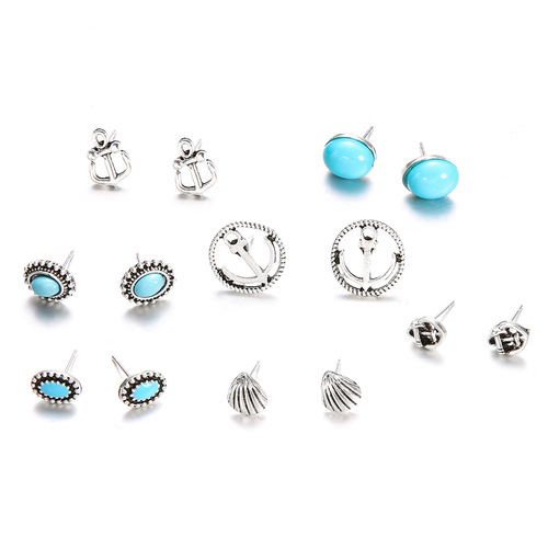 Boho Turquoise Stud Earring Set