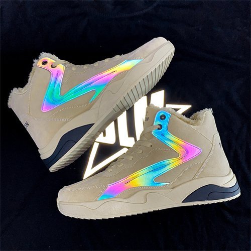New fleece warm sneakers, fluorescent men's shoes