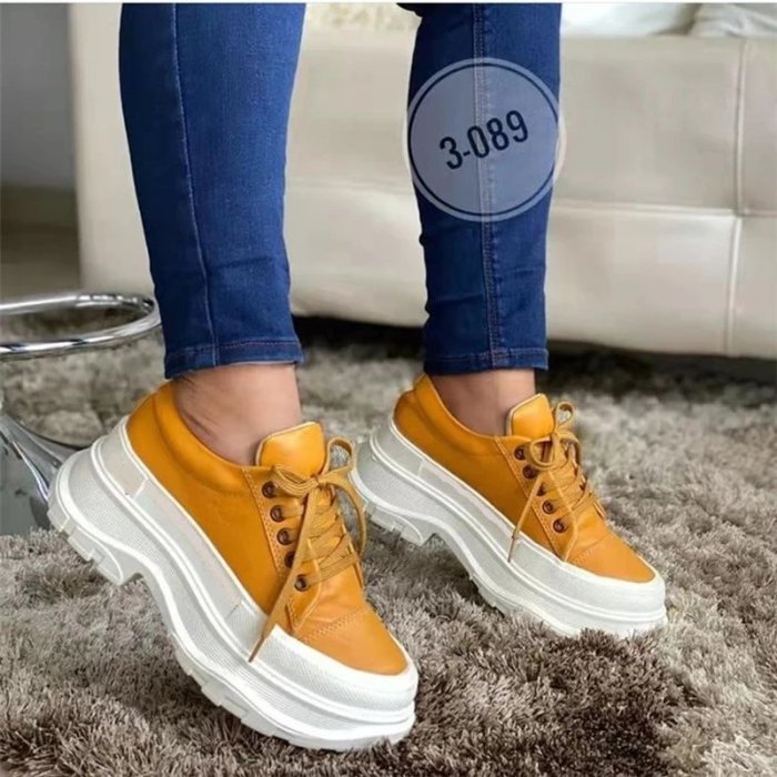 Women Platform Heel Lacing Sneakers