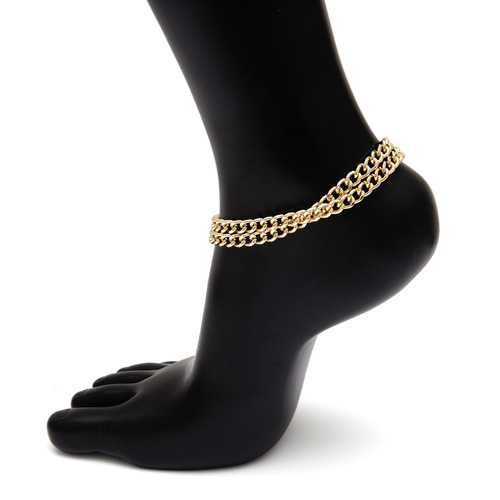 Simple Single-Layer Chain Punk Metal Anklet