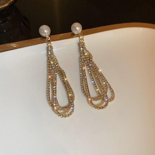 Full Diamond Drop Earrings