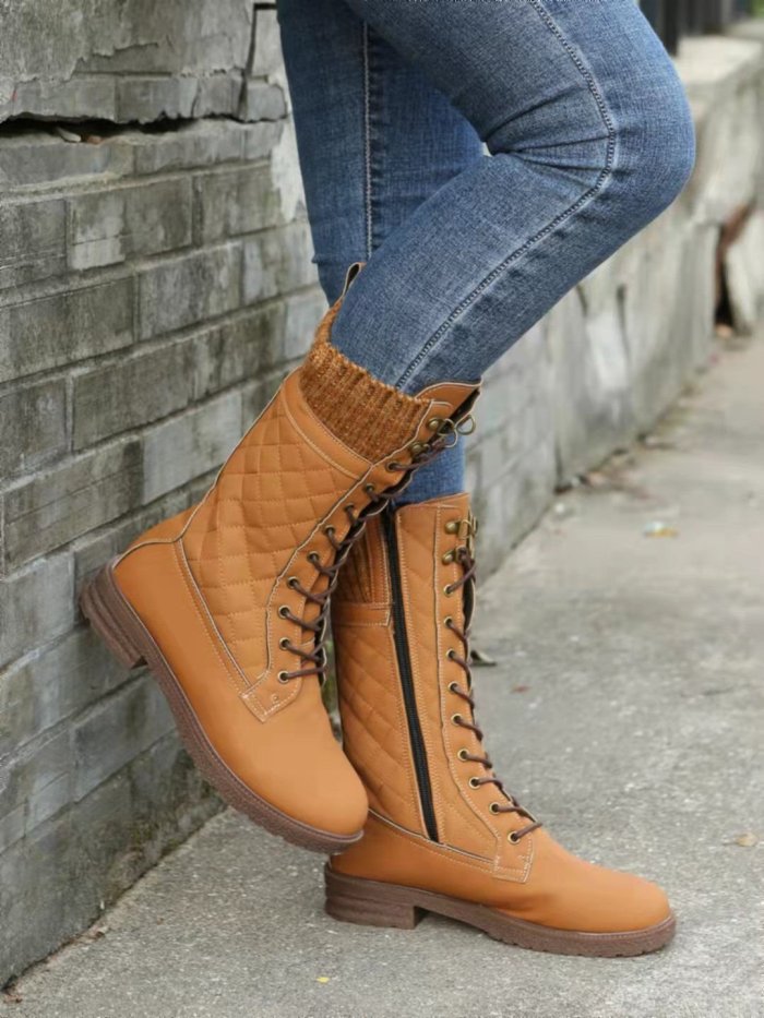 Casual Stitching Embossed Martin Boots