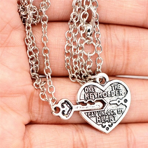 Unlock My Heart  Special Design Lovers Key Couple Necklace