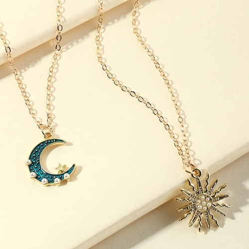 Sun Star Moon Pendant  Couple Necklace