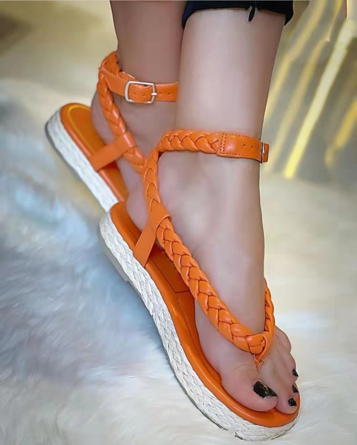 Women Summer Flat Heel Buckle Sandals
