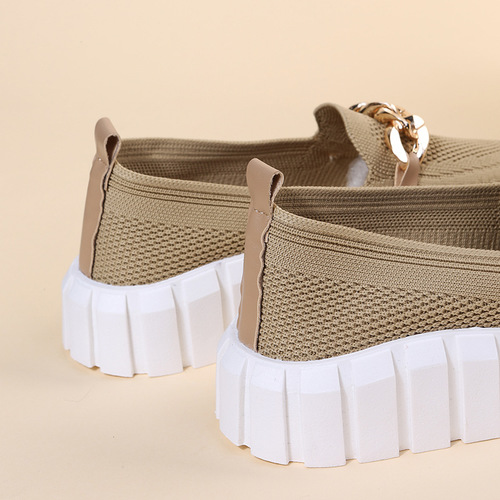 Metal Platform Sole Breathable Slip-On Shoes
