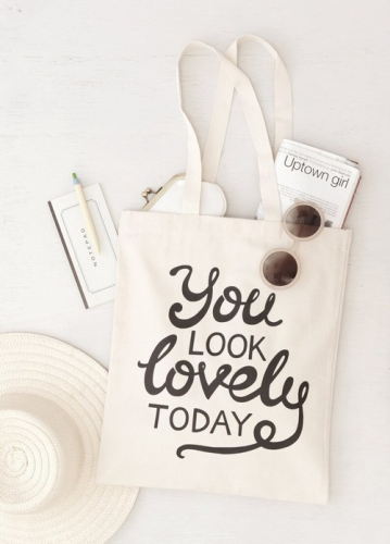Canvas Tote Bag - Everyday Tote - Cotton Tote - Book Bag For Girls - Best Friend Gift - You Look Lovely Today Tote Bag - Alphabet Bags
