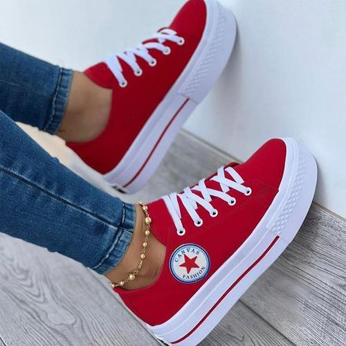 Women's Casual Daily Canvas Lace-up Sneakers