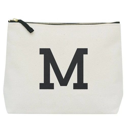 Letter M Wash Bag Toiletry Bag - M Initial Cosmetics Bag - Toiletry Bag - M Natural Initial Washbag - Alphabet Bags