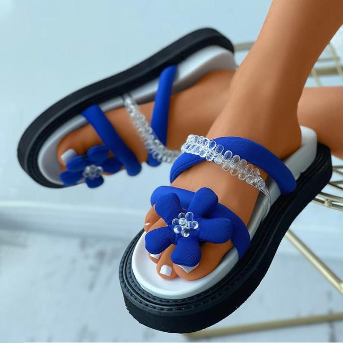 Women's Fashion Flower Rhinestone Flat Sandals
