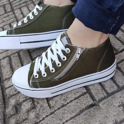 Women's Casual Daily Candy Colors Zipper Flat Sneakers