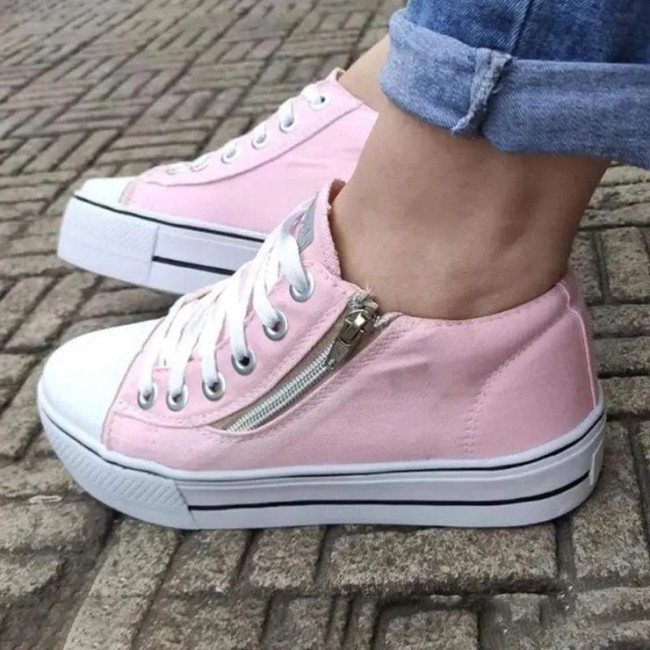 Women's Casual Daily Candy Colors Zipper Flat Sneakers