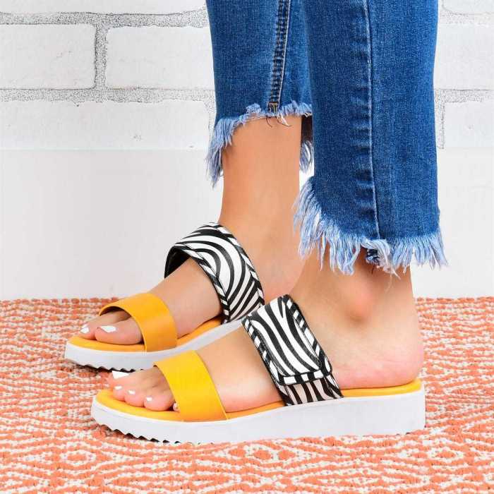 Women Summer Magic Tape Flat Heel Sandals