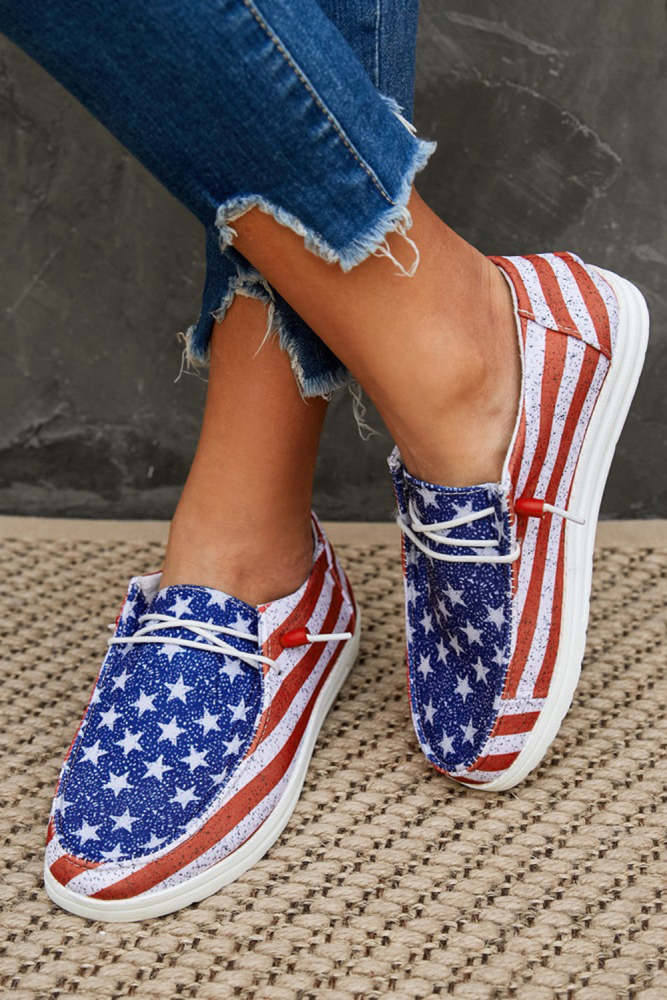 American Flag Print Slip On Flat Sneakers