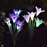 Spring Artificial Lily Solar Garden Stake Lights(1 Pack of 4 Lilies)