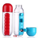 600ml Water Bottle Daily Pill Storage Organizer