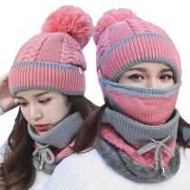 3Pcs Womens Winter Scarf Hat Set