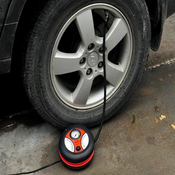 Car Mini Inflatable Pump 260PSI DC12V Metal Plastic Electric Air Compressor Monitor Pump with 3 Nozzle Adapters Big/Small motors