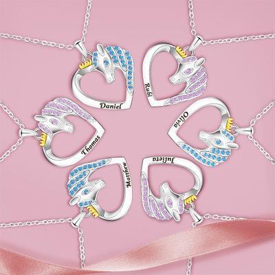 2021 Unicorn Necklace Color Peach Heart Necklace