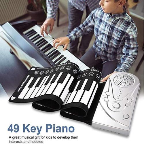Hand Roll Piano Portable Folding Electronic Piano, 49 Keys with Horn, Professional Silicone Rubber, Suitable for Beginners