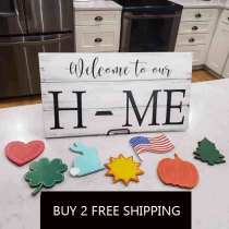 (CHRISTMAS PRE SALE） Family Sign With 7 Interchangeable Pieces