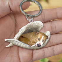 Stafford shire Bull Terr Sleeping Angel Acrylic Keychaine