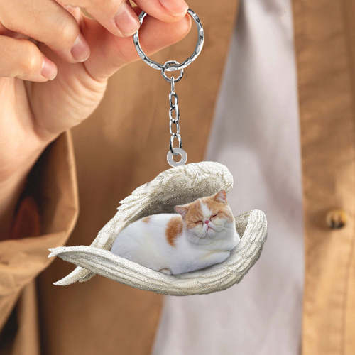 Exotic Shorthair Cat Sleeping Angel Acrylic Keychain