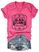 Black Flame Candle V-Neck Shirt