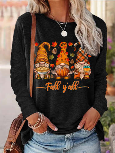 It's Fall Y'all Gnomes Print Sweatshirt
