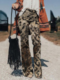 Western Vintage Totem Print Flared Pants