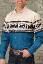 Contrast Color Casual Western Shirt