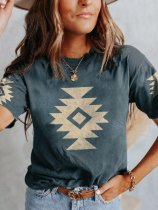Women's Round Neck Geometry Short-Sleeved T-Shirt