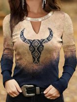Women's Western Aztec Casual Long-Sleeved T-Shirt