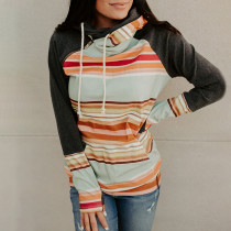 Casual Ethnic Striped Print Hoodie