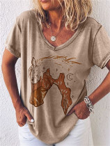 Western Lanscape Inspired Horse Art V Neck T Shirt