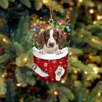 English Springer Spaniel In Snow Pocket Christmas Ornament