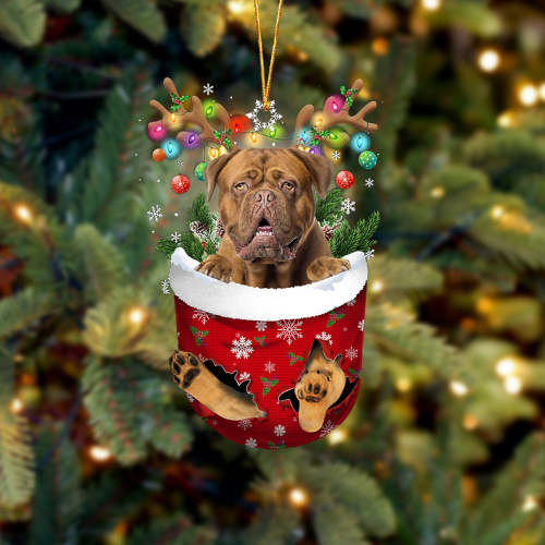 Dogue de Bordeaux In Snow Pocket Christmas Ornament