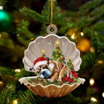 Bulldog3-Sleeping Pearl in Christmas Two Sided Ornament